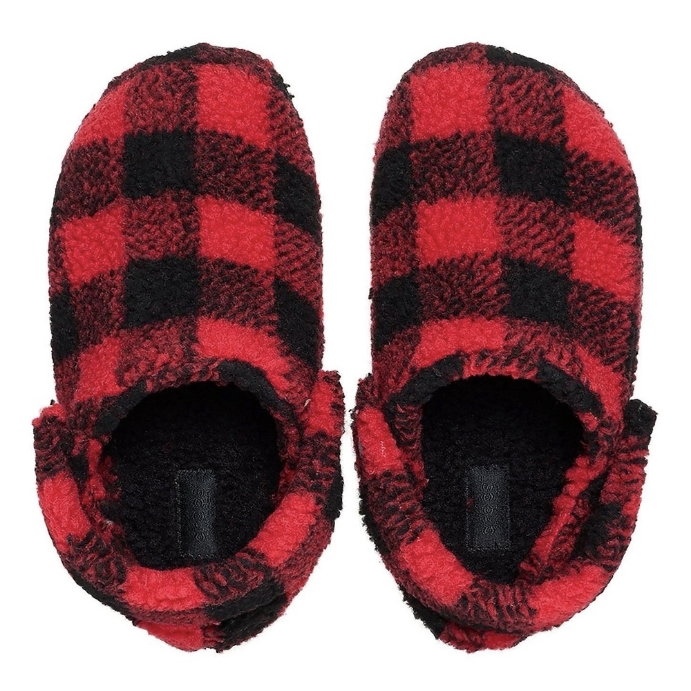 Crocs Slippers Sandals Shoes Buffalo Plaid Red Black Cozy Lined Womens Size 9 - Picture 3 of 4